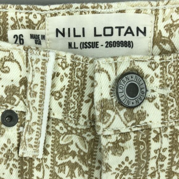 Nili‎ Lotan Women's 26 Khaki Mid Rise Wallpaper Print Crop Skinny Jeans - Picture 3 of 6